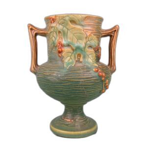 Roseville Trophy Vase Bushberry 156-6 Ceramic Vase With Handles REPAIRED